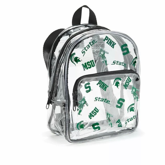 PINK Victoria's Secret Handbags - PINK VS MSU Collegiate Clear Mini Backpack NWT